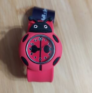Kendall & James Childs Character/Red Lady Bug/Slap Bracelet Watch